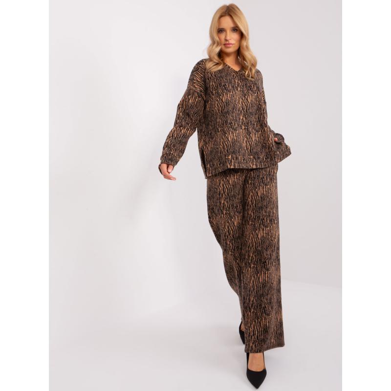 Dámská souprava pro volný čas s širokými kalhotami ANTE hnědo černá 