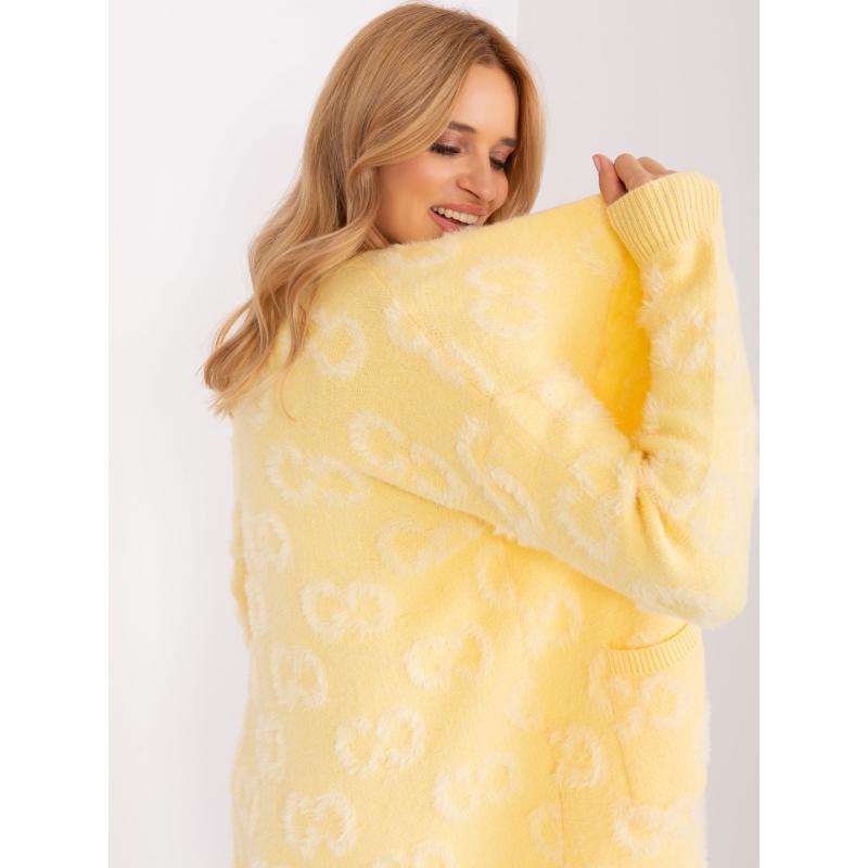 Női pulóver zsebekkel RIMA világossárga