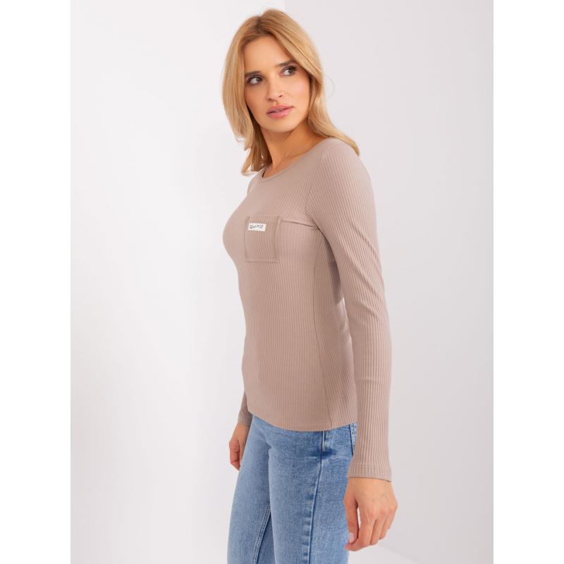 Női hosszú ujjú blúz zsebekkel BACH sötétbézs sötétbézs