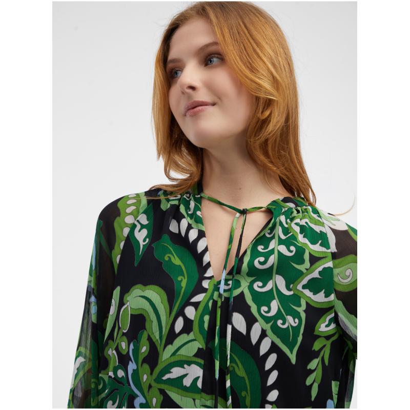 Zelená dámská vzorovaná halenka