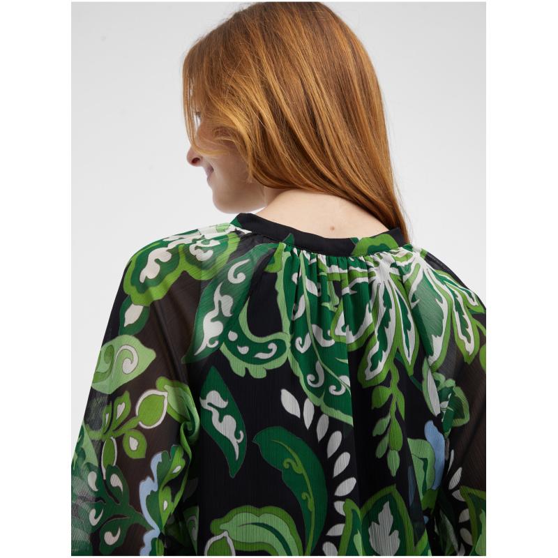 Zelená dámská vzorovaná halenka