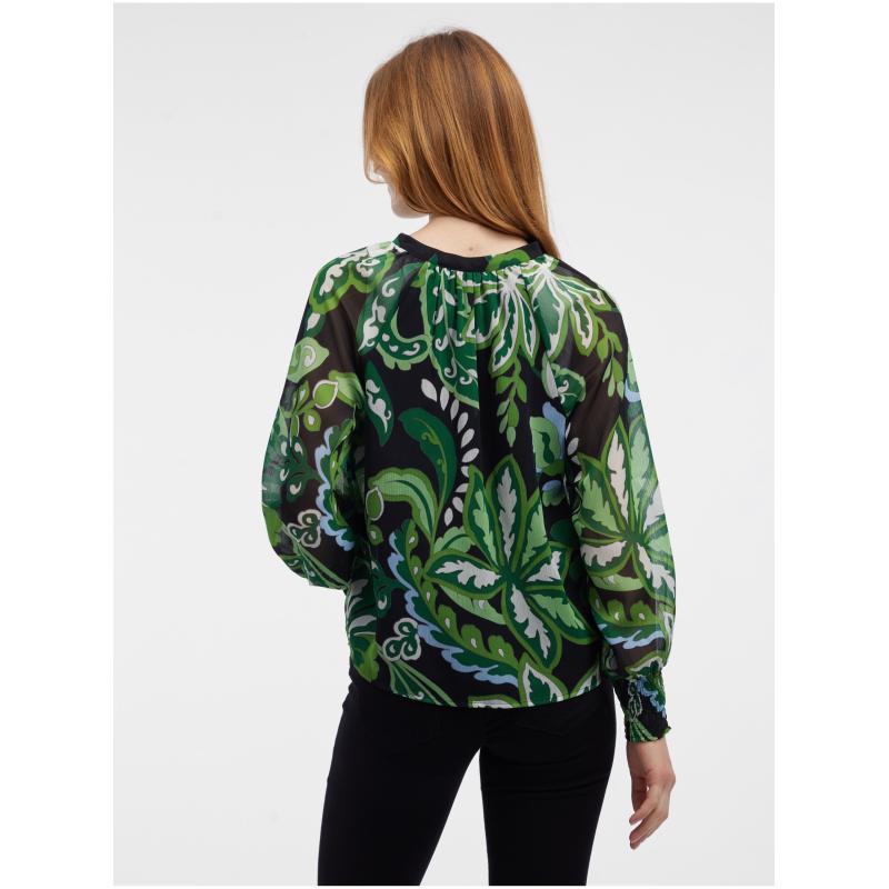 Zelená dámská vzorovaná halenka