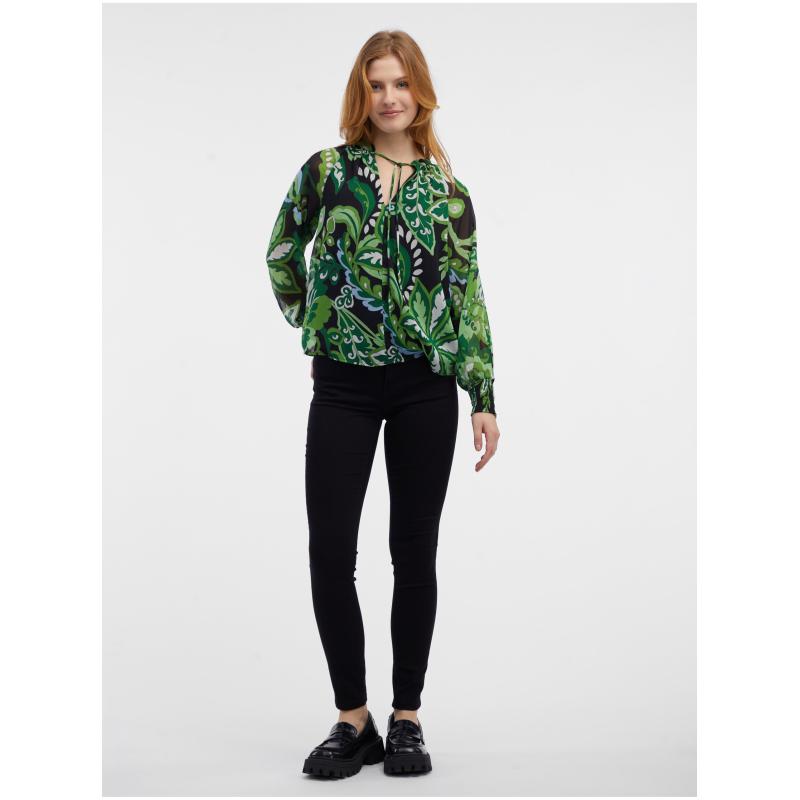 Zelená dámská vzorovaná halenka