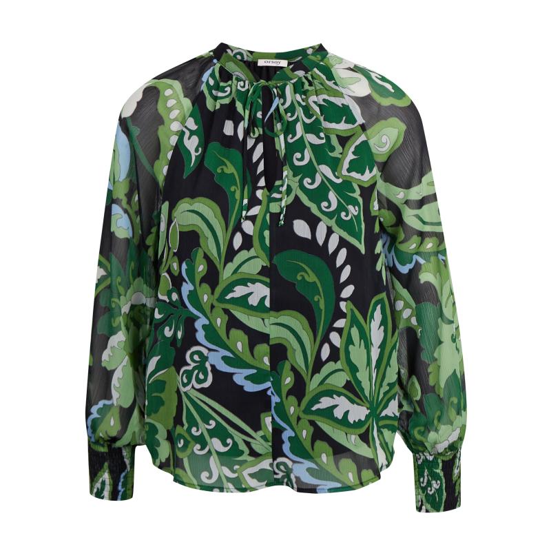 Zelená dámská vzorovaná halenka