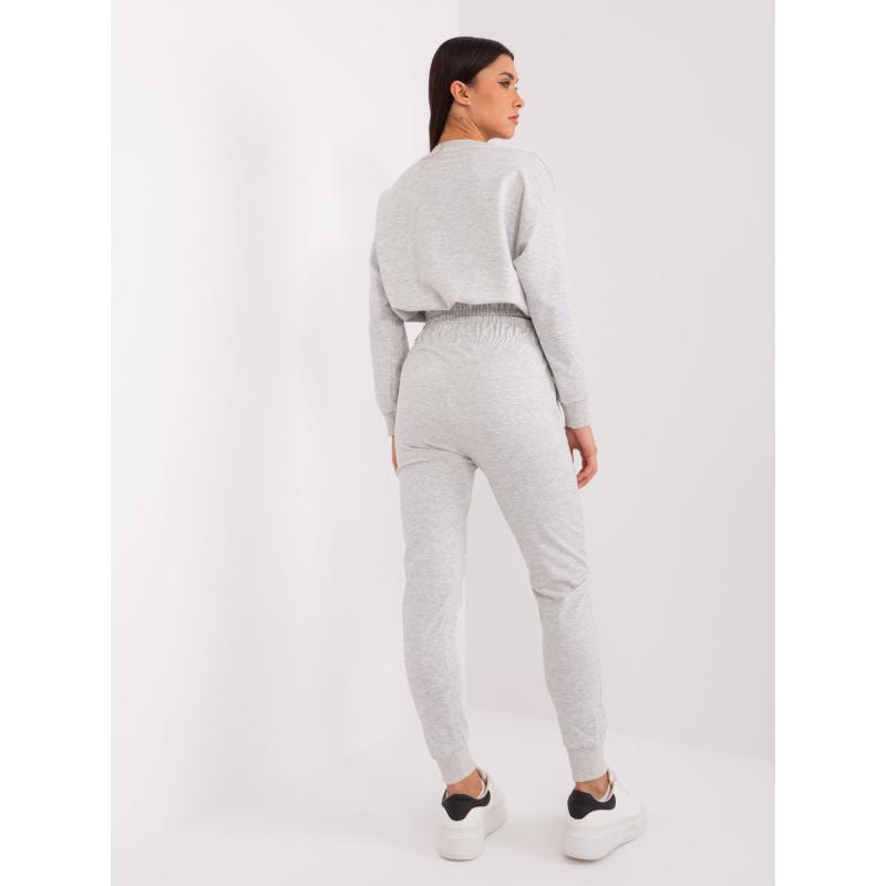 Dámska súprava s mikinou s kapucňou s farebným PABLO svetlosivá