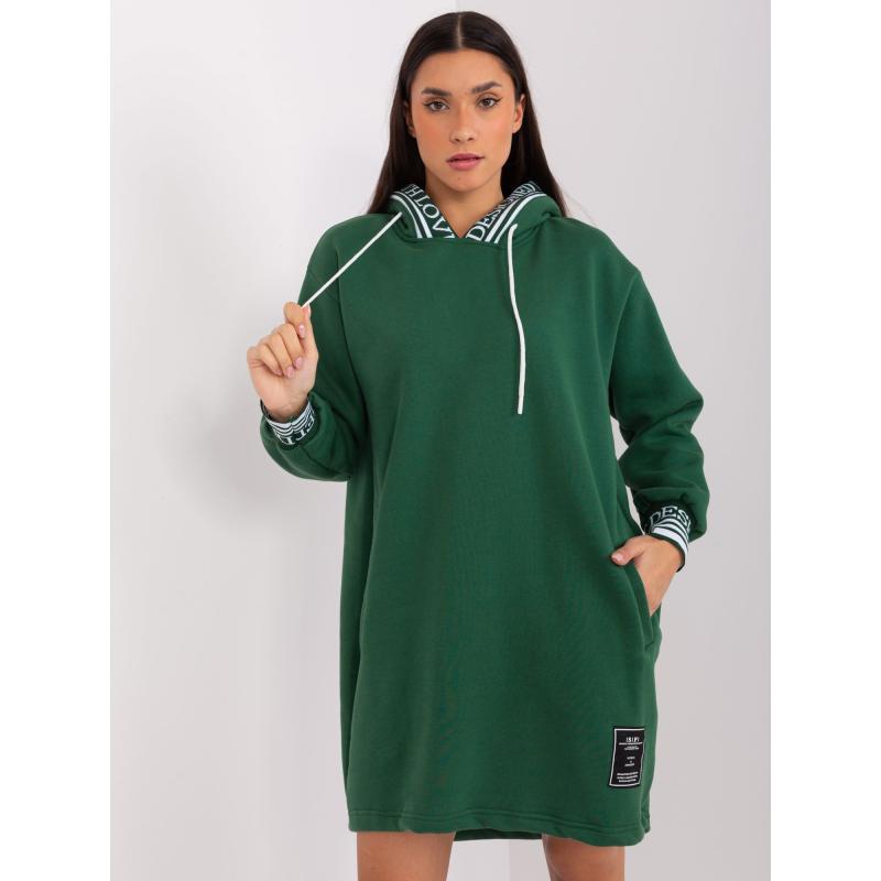 Dámské šaty s kapucí CHAYA tmavě zelené
