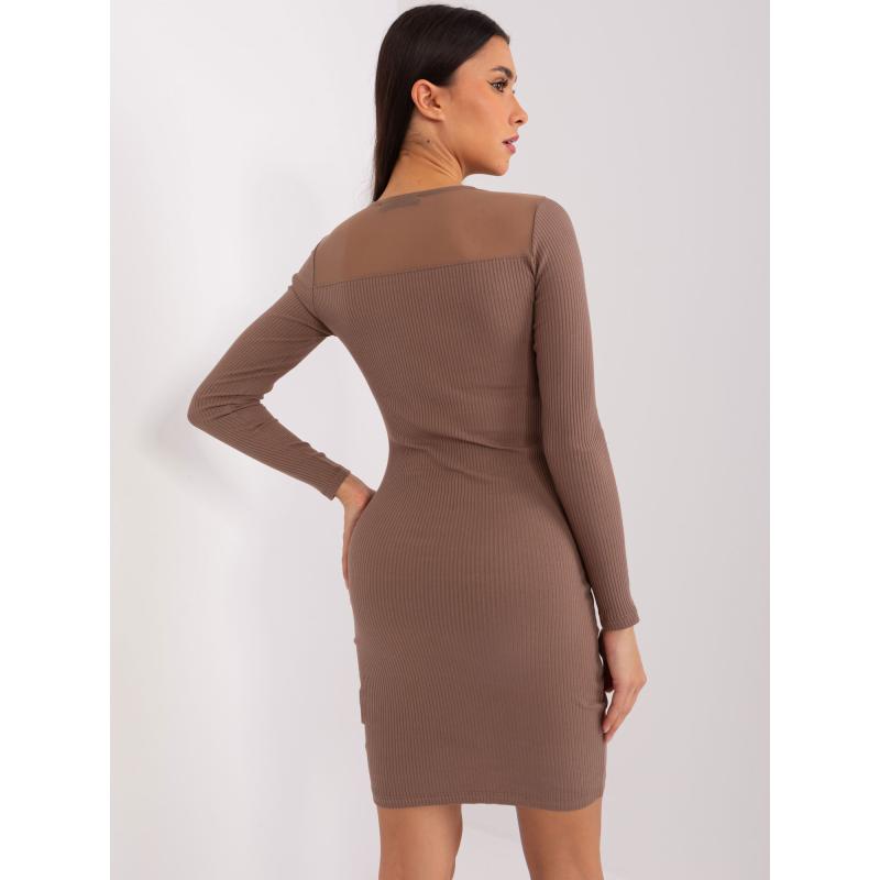 Dámské šaty s dlouhým rukávem BASIC FEEL GOOD hnědé 