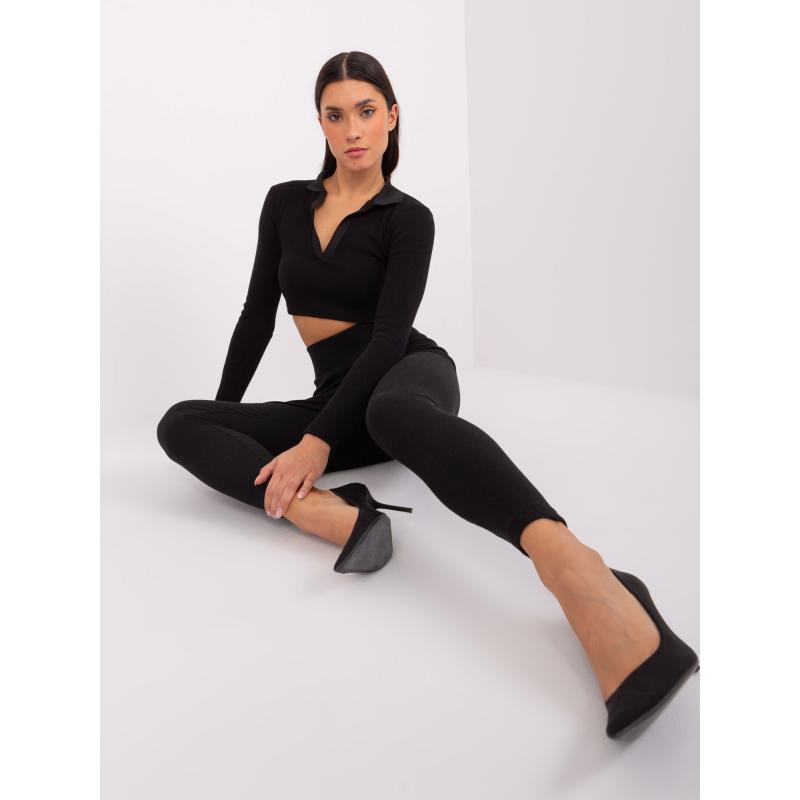 Női magas derekú leggings RUE PARIS fekete