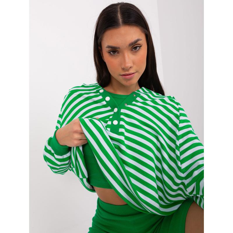 Dámska súprava s golierom HONORA zeleno-biela