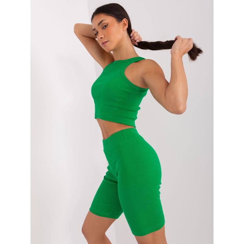 Dámska súprava s golierom HONORA zeleno-biela