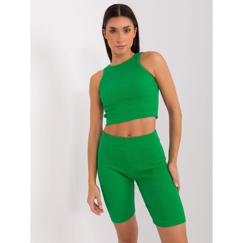 Dámska súprava s golierom HONORA zeleno-biela