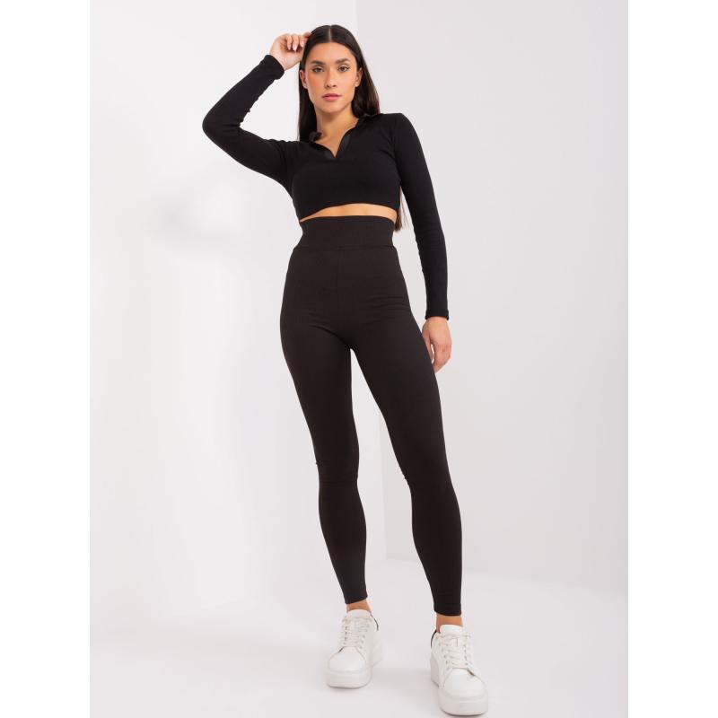 Női magas derekú leggings RUE PARIS fekete