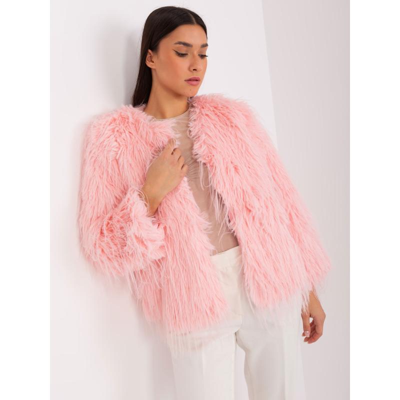 Női gombos kabát ETHAN világos rózsaszín