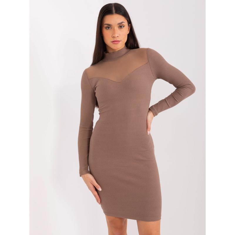 Dámské šaty s polovičním rolákem BASIC FEEL GOOD hnědé 