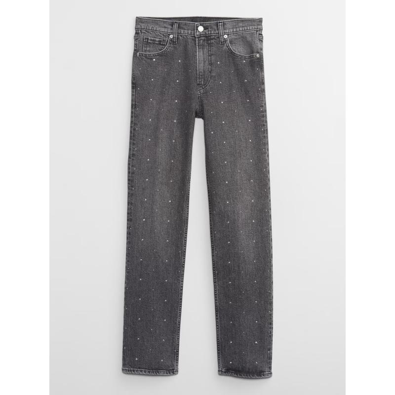 Egyenes, magasan felsőrészű farmernadrág