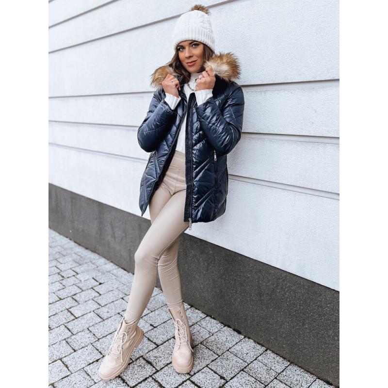 Dámska prešívaná zimná bunda SOLARIS tmavomodrá