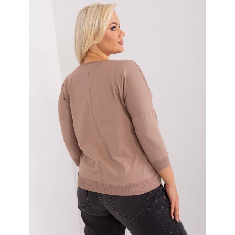 Dámská halenka s 3/4 rukávy plus size SERENA tmavě béžová 