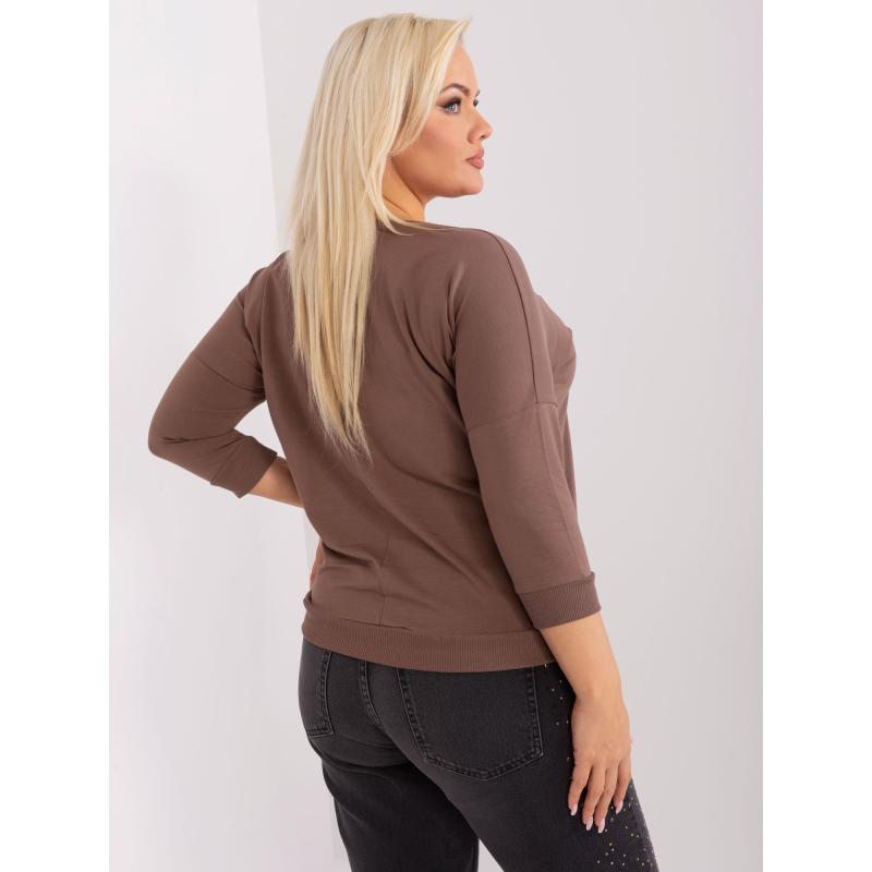 Dámská halenka s 3/4 rukávy plus size IMANA hnědá