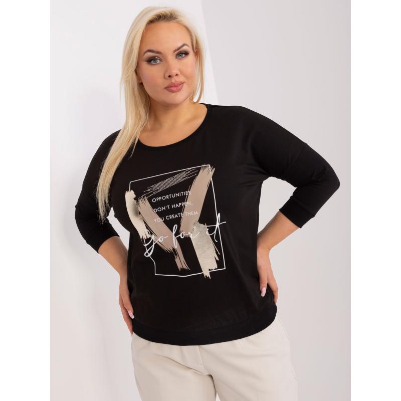 Dámská halenka s 3/4 rukávy plus size SILAS černá  