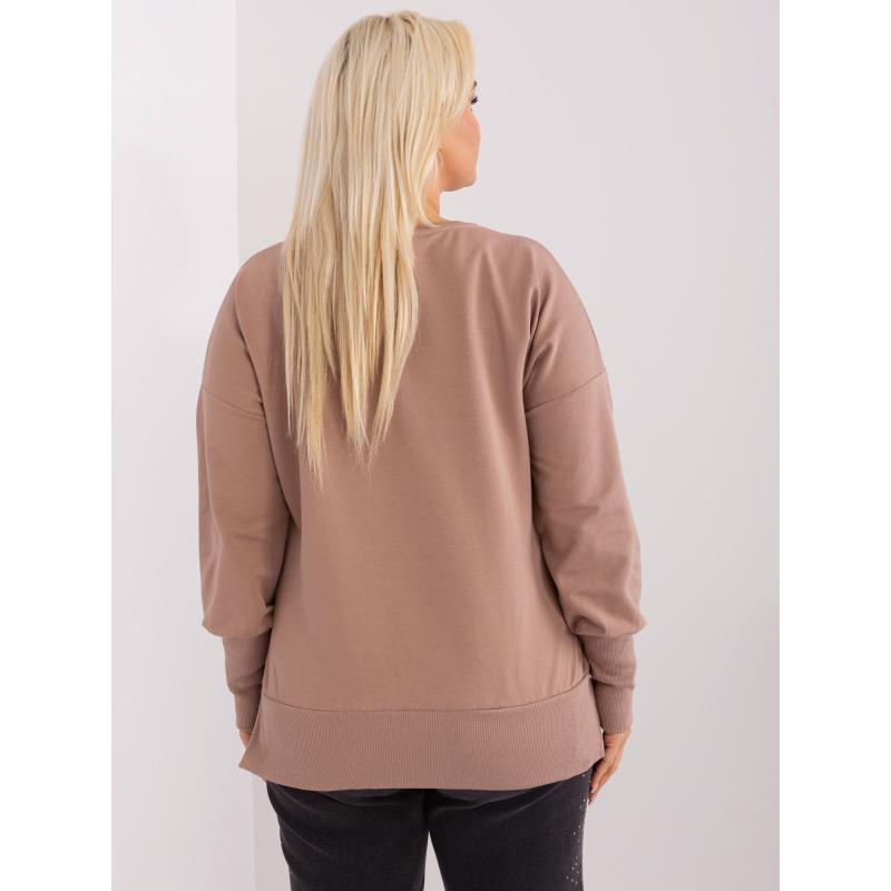 Női blúz hasítékkal plus size NORTA sötétbézs sötétbézs