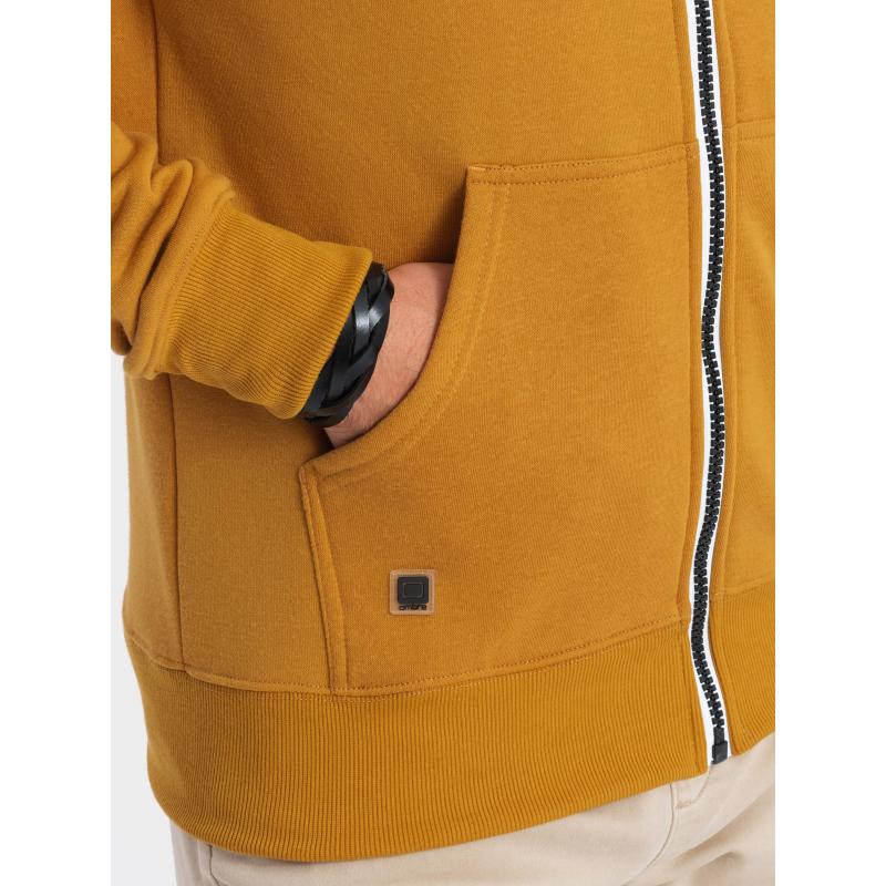 Pánská mikina na zip s kapucí BASIC hořčicová