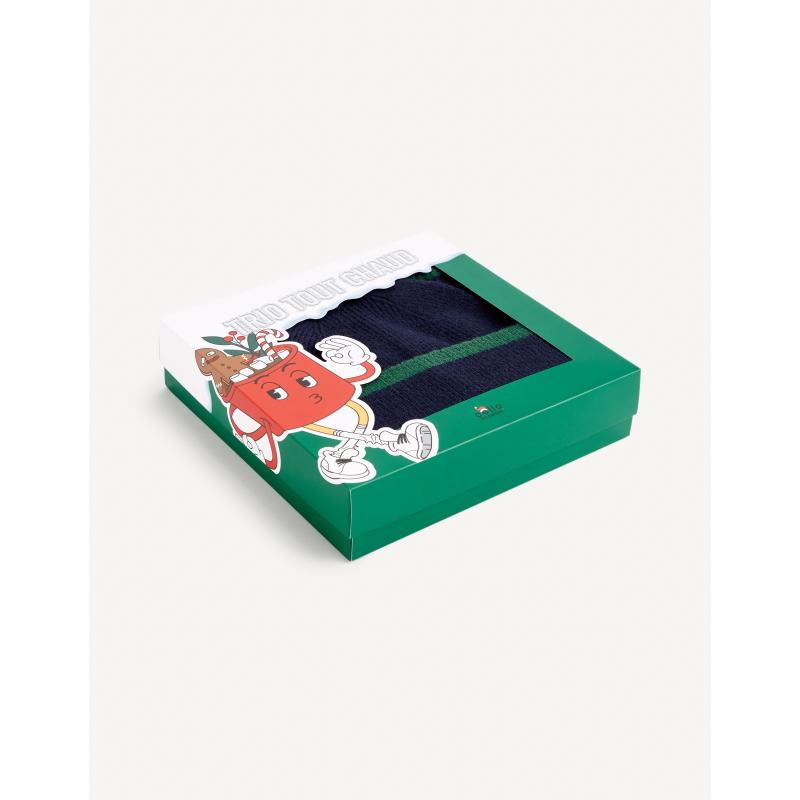 Čepice, šála a rukavice v dárkovém balení Tmavě m