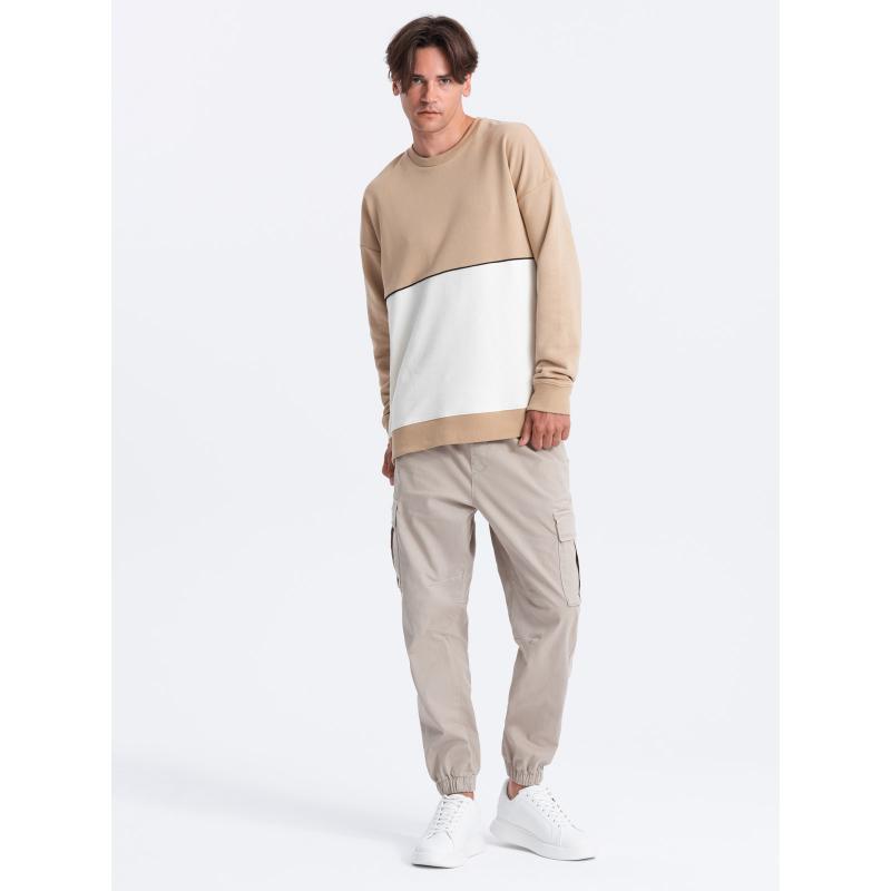 Férfi pulóver OVERSIZE bézs színben