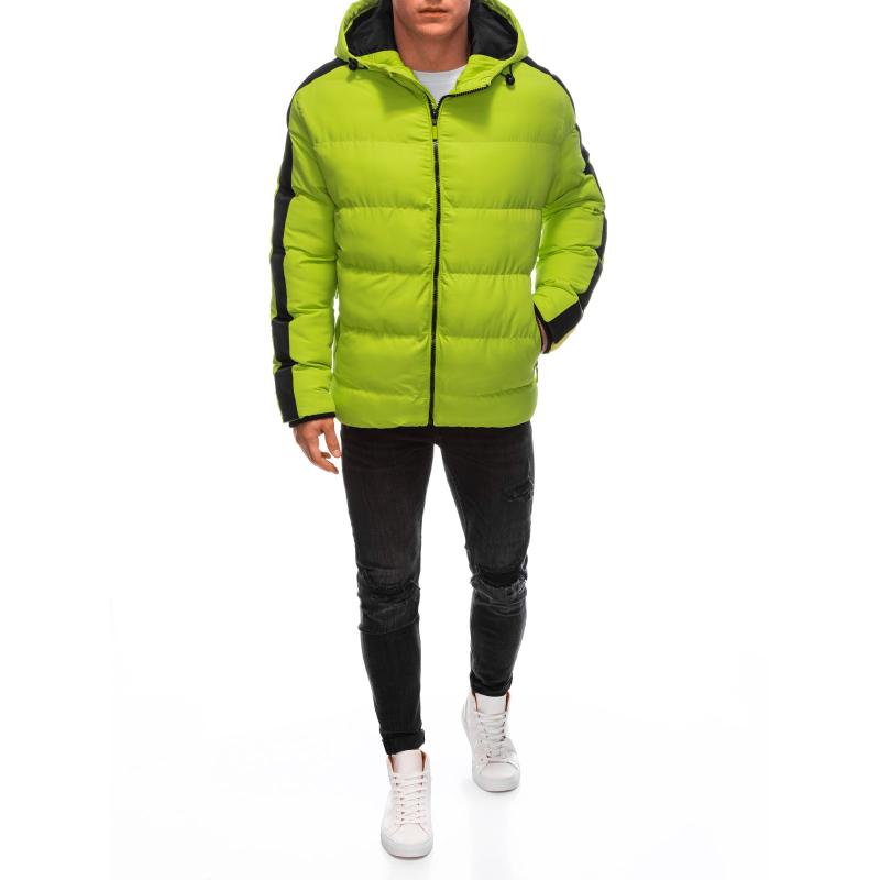 Férfi steppelt télikabát V9 EM-JAHP-0101 lime zöld