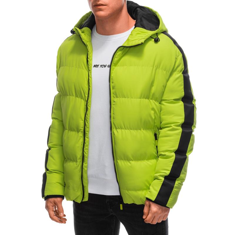 Férfi steppelt télikabát V9 EM-JAHP-0101 lime zöld