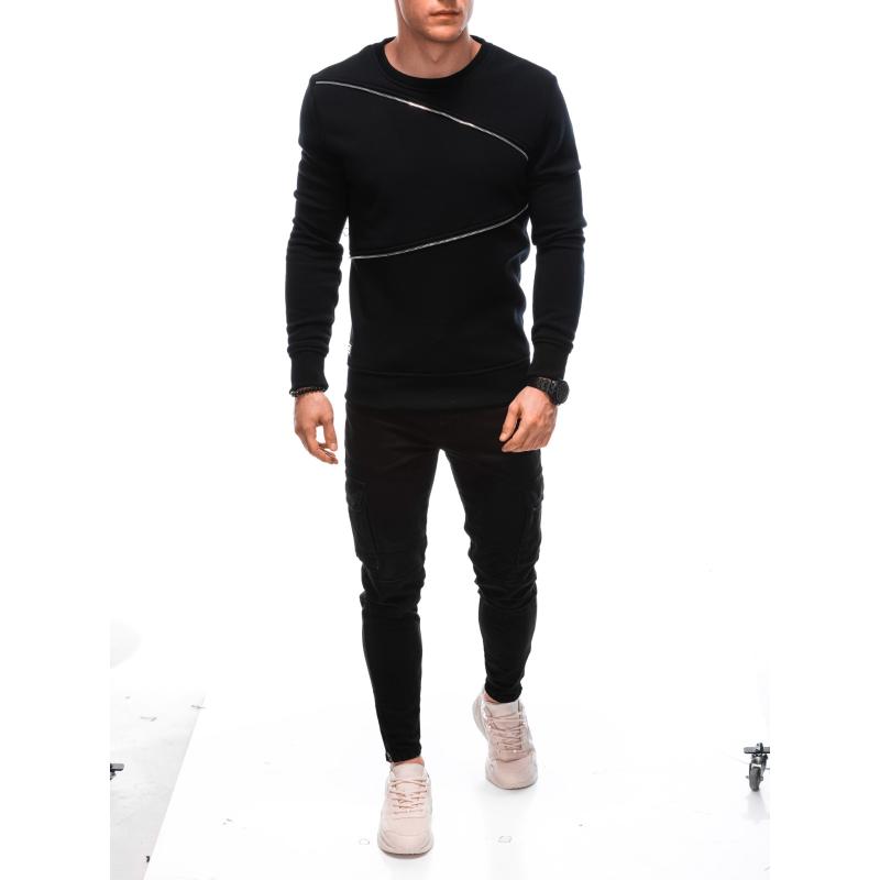 Pánská mikina s ozdobnými zipy OM-SSNZ-22FW-005 černá 