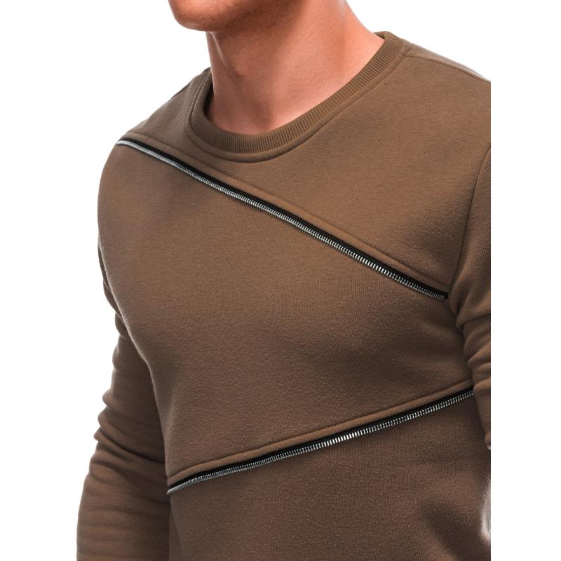 Pánská mikina s ozdobnými zipy OM-SSNZ-22FW-005 hnědá 
