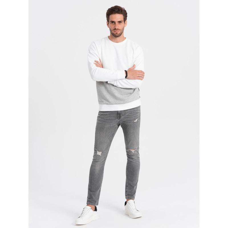 Pánska mikina OVERSIZE bielo-sivá