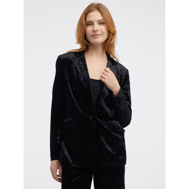 Čierna dámska zamatová bunda