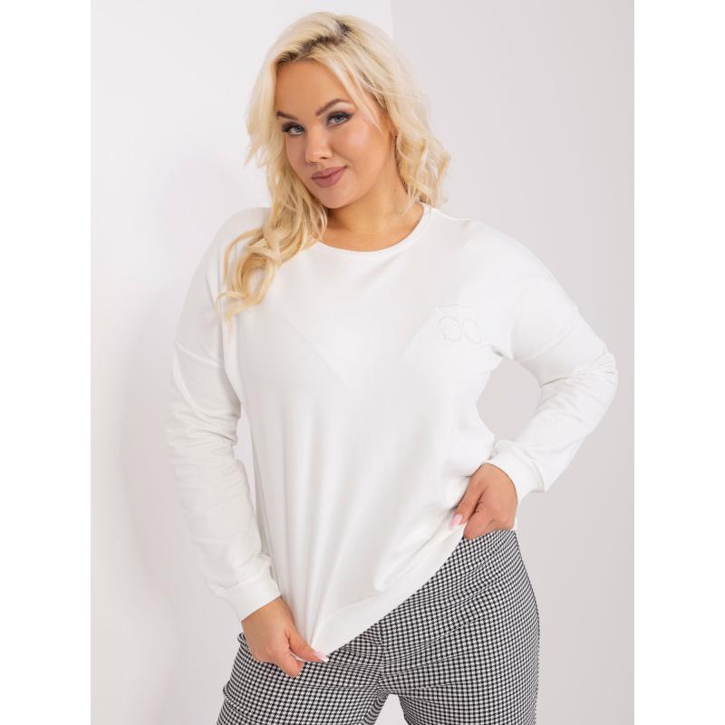 Női plus size blúz zsebekkel, applikációkkal BLEDA ekrü színű