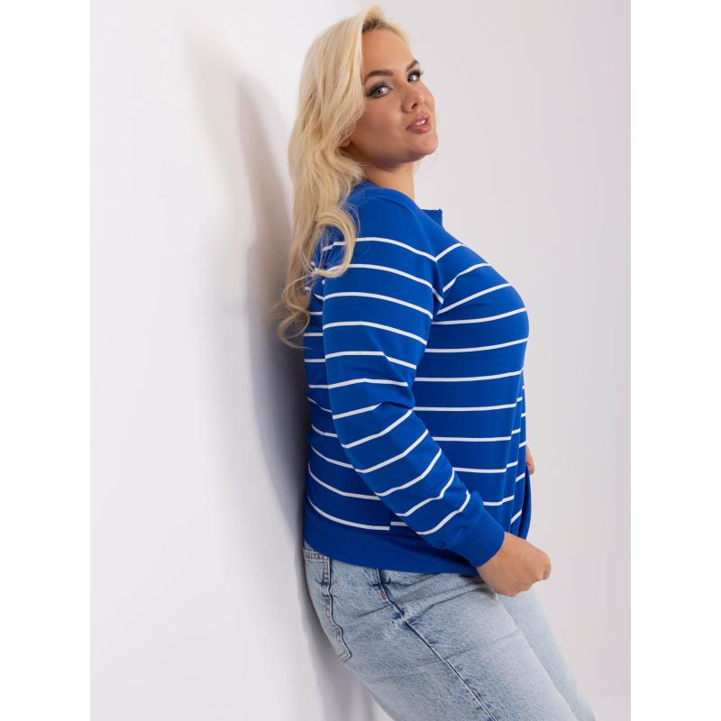 Női plus size csíkos blúz FELCIA kobalt színben