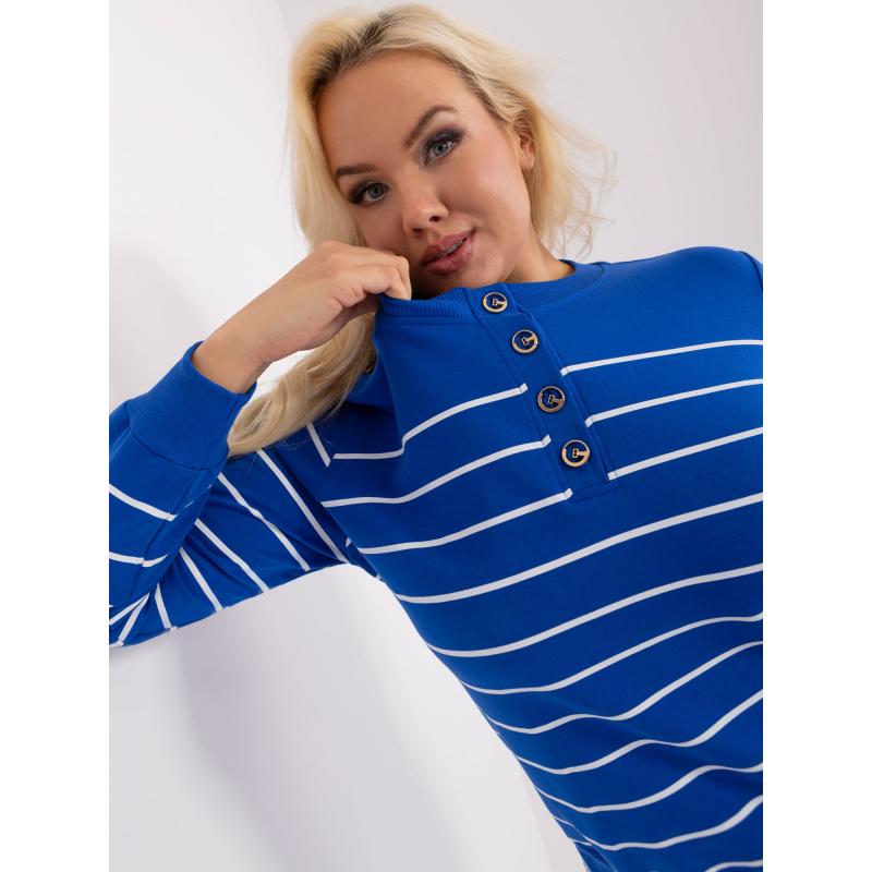 Női plus size csíkos blúz FELCIA kobalt színben