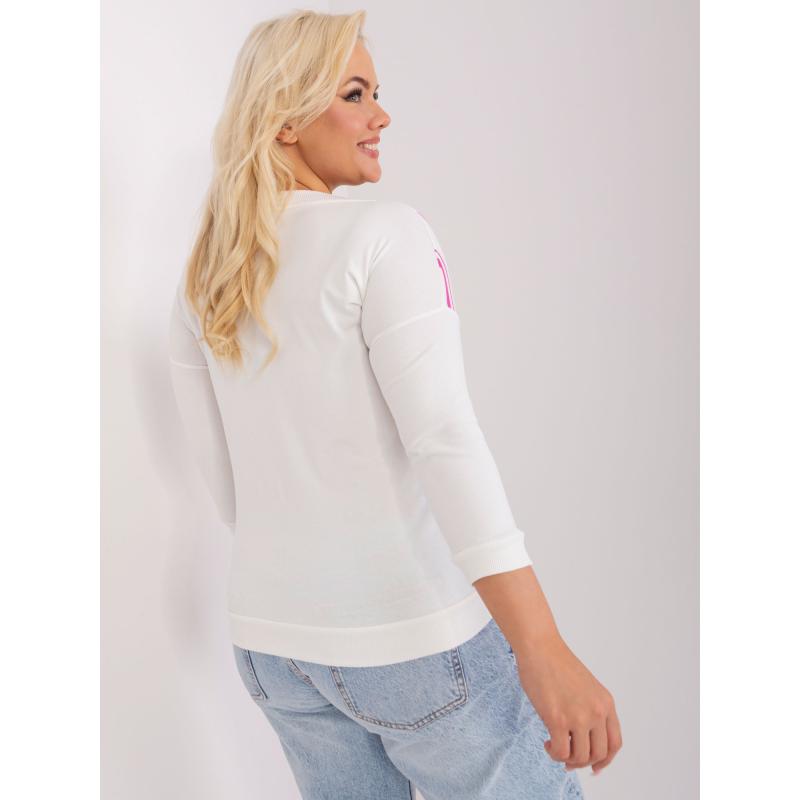 Dámská halenka plus size s třpytivým potiskem AMTOLA růžová a ecru  