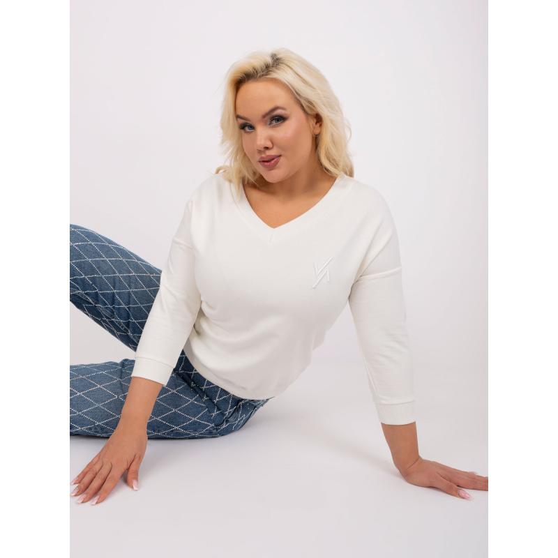 Dámska plus size blúzka s vreckom ROGE ecru