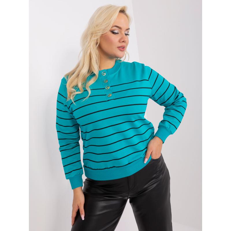 Női plus size hosszú ujjú blúz TECLA türkizkék