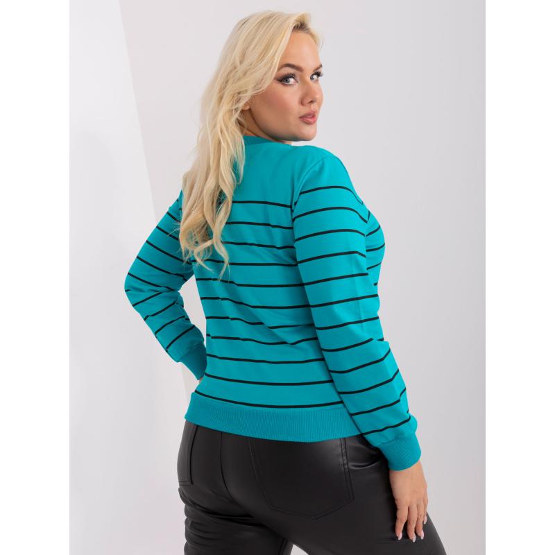 Női plus size hosszú ujjú blúz TECLA türkizkék