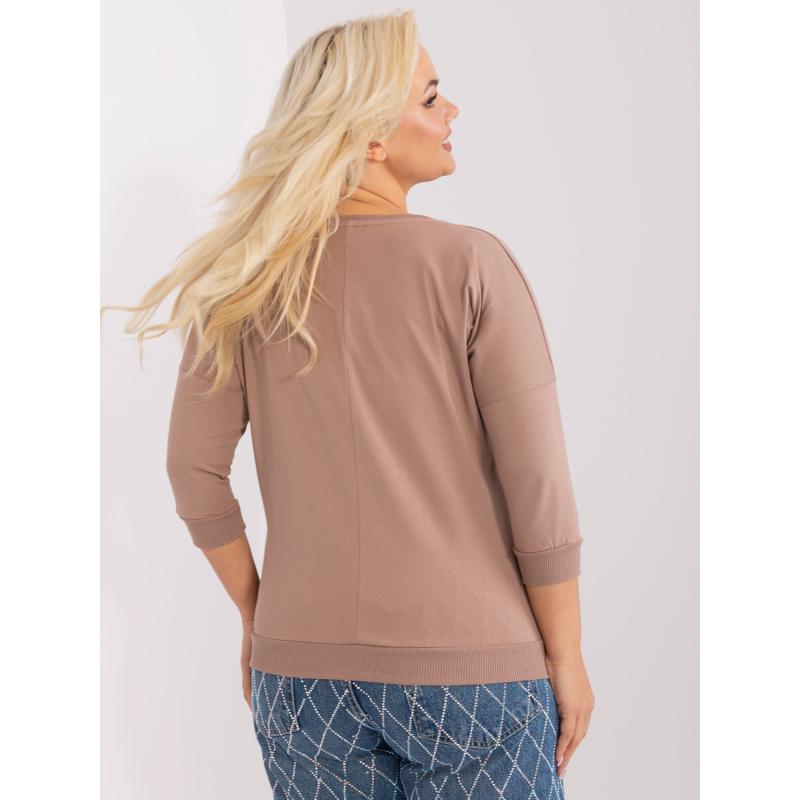 Dámska blúzka 3/4 rukáv plus size WENA tmavobéžová
