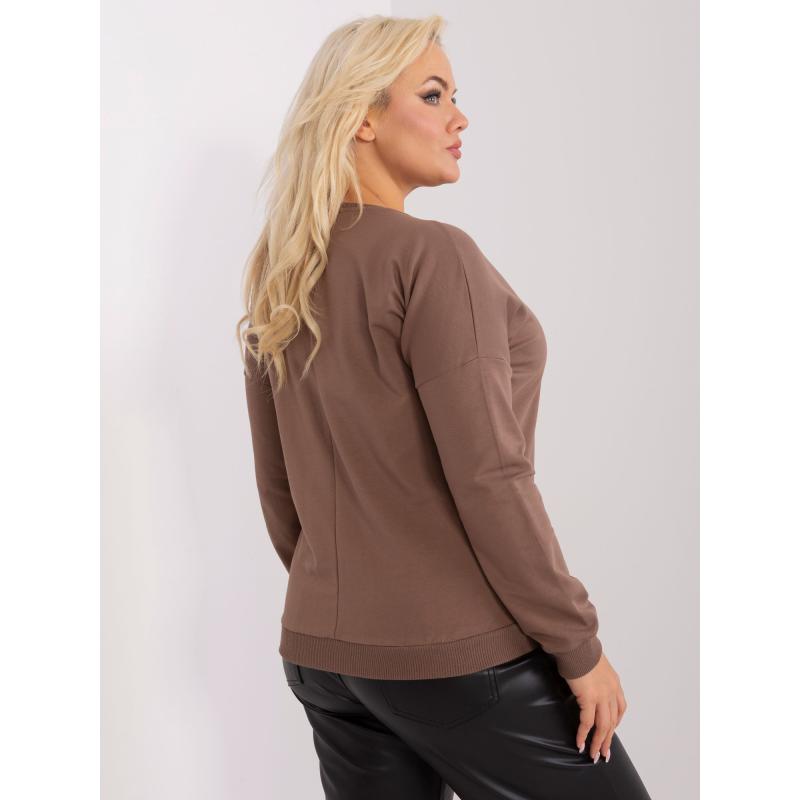 Dámska plus size blúzka s vreckom so záplatou DERA hnedá