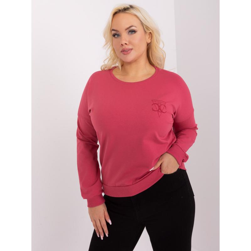 Dámská halenka plus size s manžetami ELOA tmavě korálová  