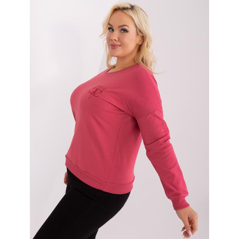Dámská halenka plus size s manžetami ELOA tmavě korálová  