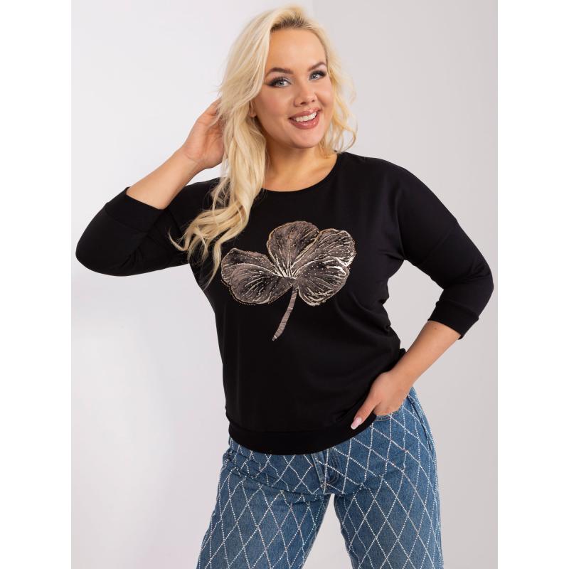 Dámská halenka plus size se třpytivým potiskem CRISPA černá 