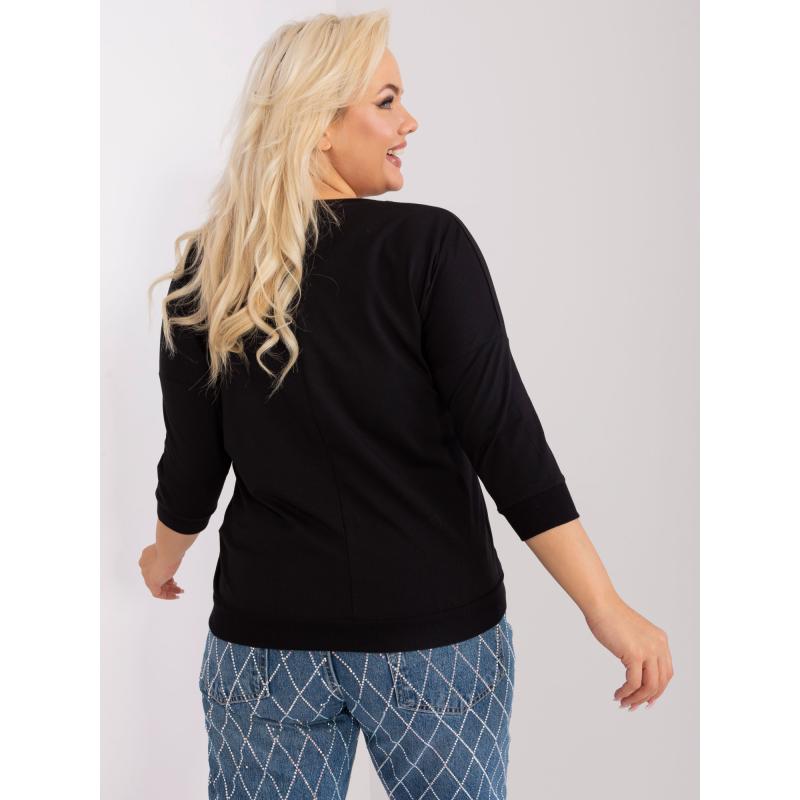 Dámská halenka plus size se třpytivým potiskem CRISPA černá 