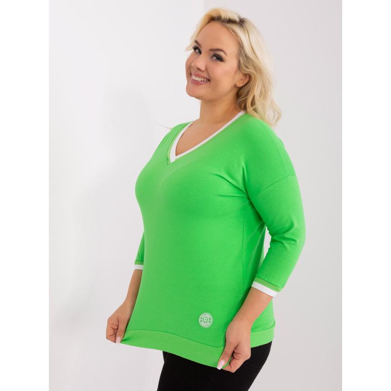 Női plus size blúz pamutból NICASA világoszöld