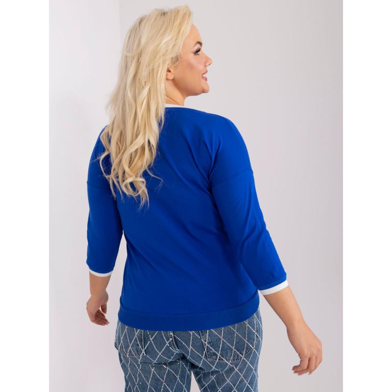 Női plus size blúz applikációval MUSS kék
