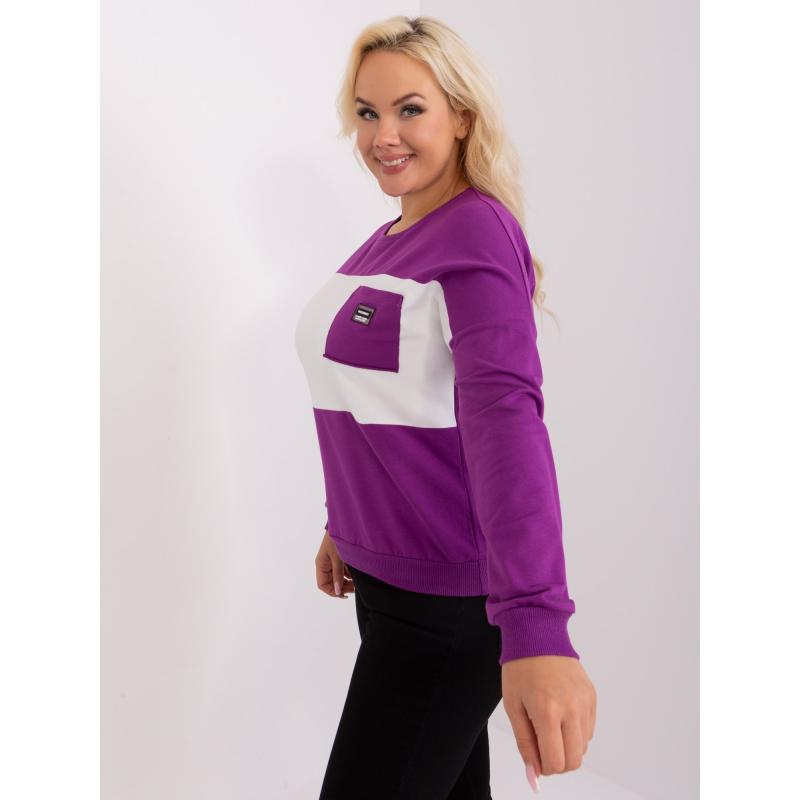 Női plus size blúz ABELA applikációval lila és ekrü színben