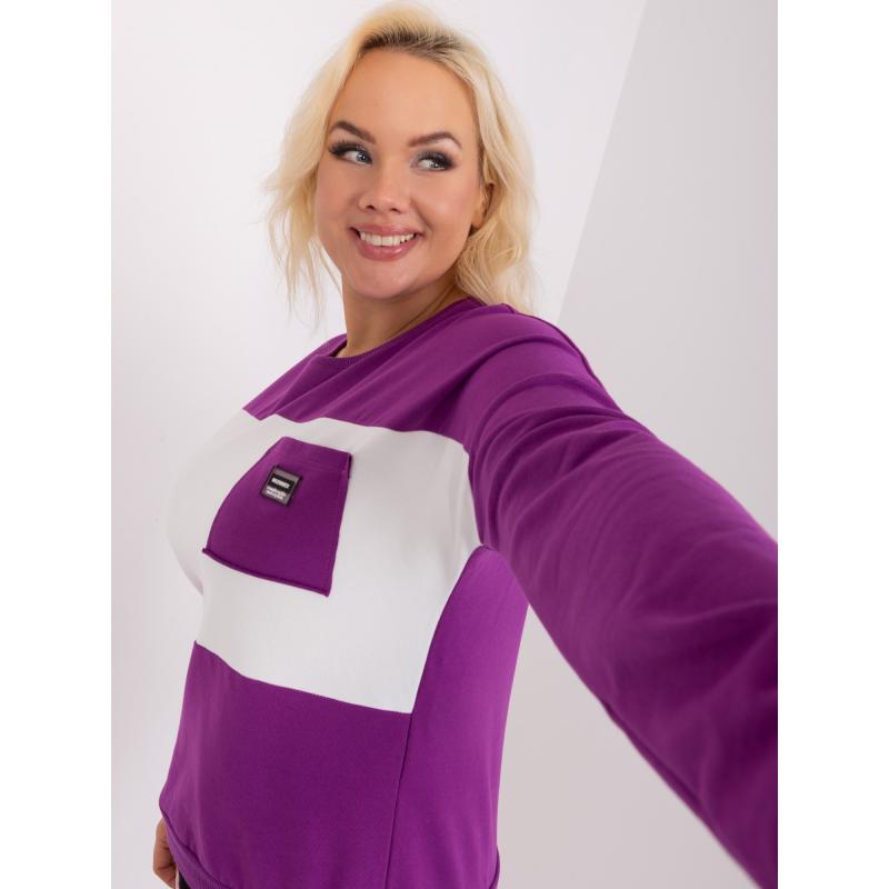 Női plus size blúz ABELA applikációval lila és ekrü színben